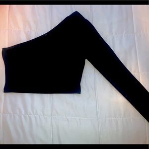 Shein black one shoulder shirt